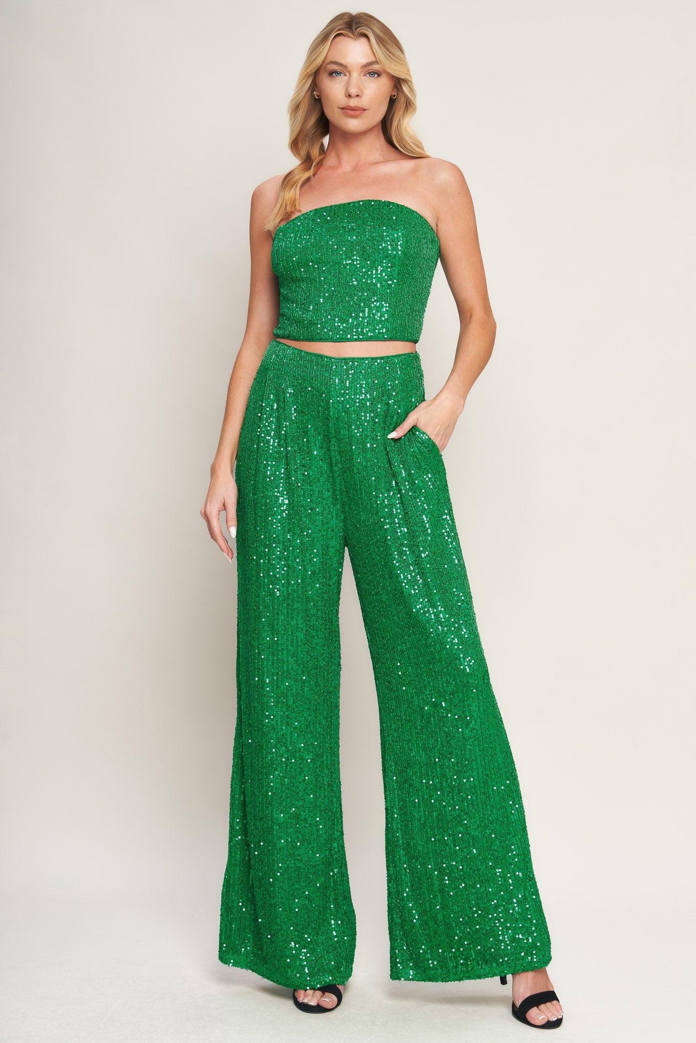 CHARMING COMPOSURE SEQUIN TOP AND BOTTOM SET Flying Tomato