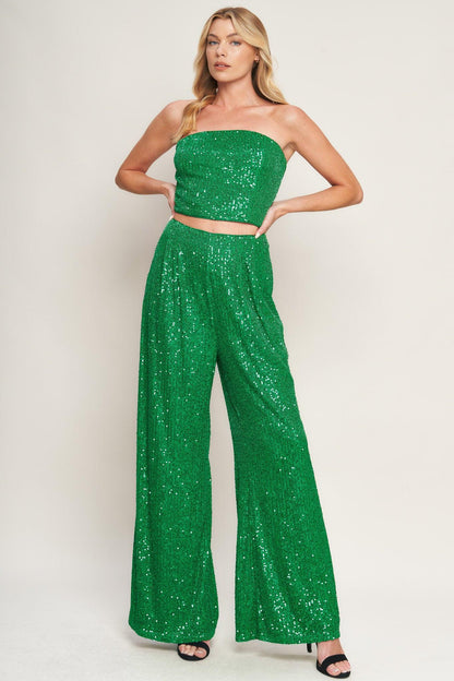 CHARMING COMPOSURE SEQUIN TOP AND BOTTOM SET Flying Tomato