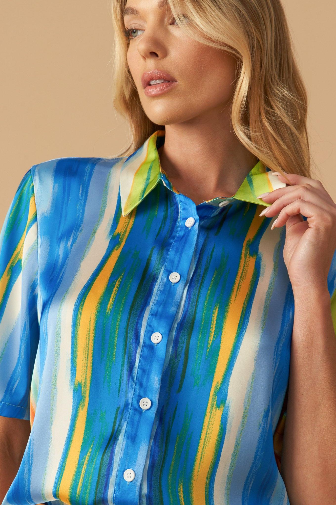 TAKE ME DANCING WOVEN SATIN TOP Flying Tomato