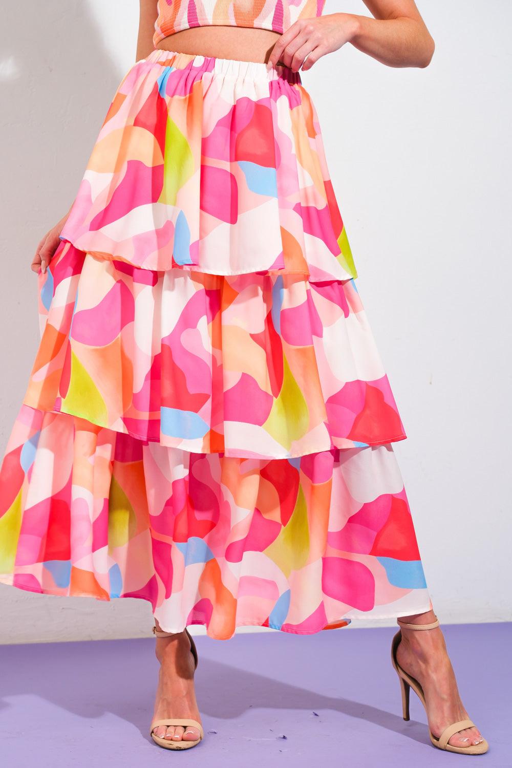 ABSOLUTE EDGE PINK WOVEN TOP AND SKIRT Flying Tomato