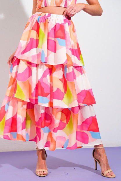 ABSOLUTE EDGE PINK WOVEN TOP AND SKIRT Flying Tomato