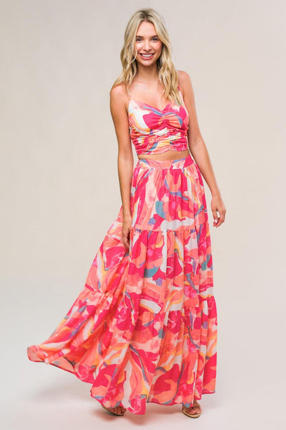 ROMANTICALLY SPEAKING WOVEN TOP AND SKIRT SET Flying Tomato