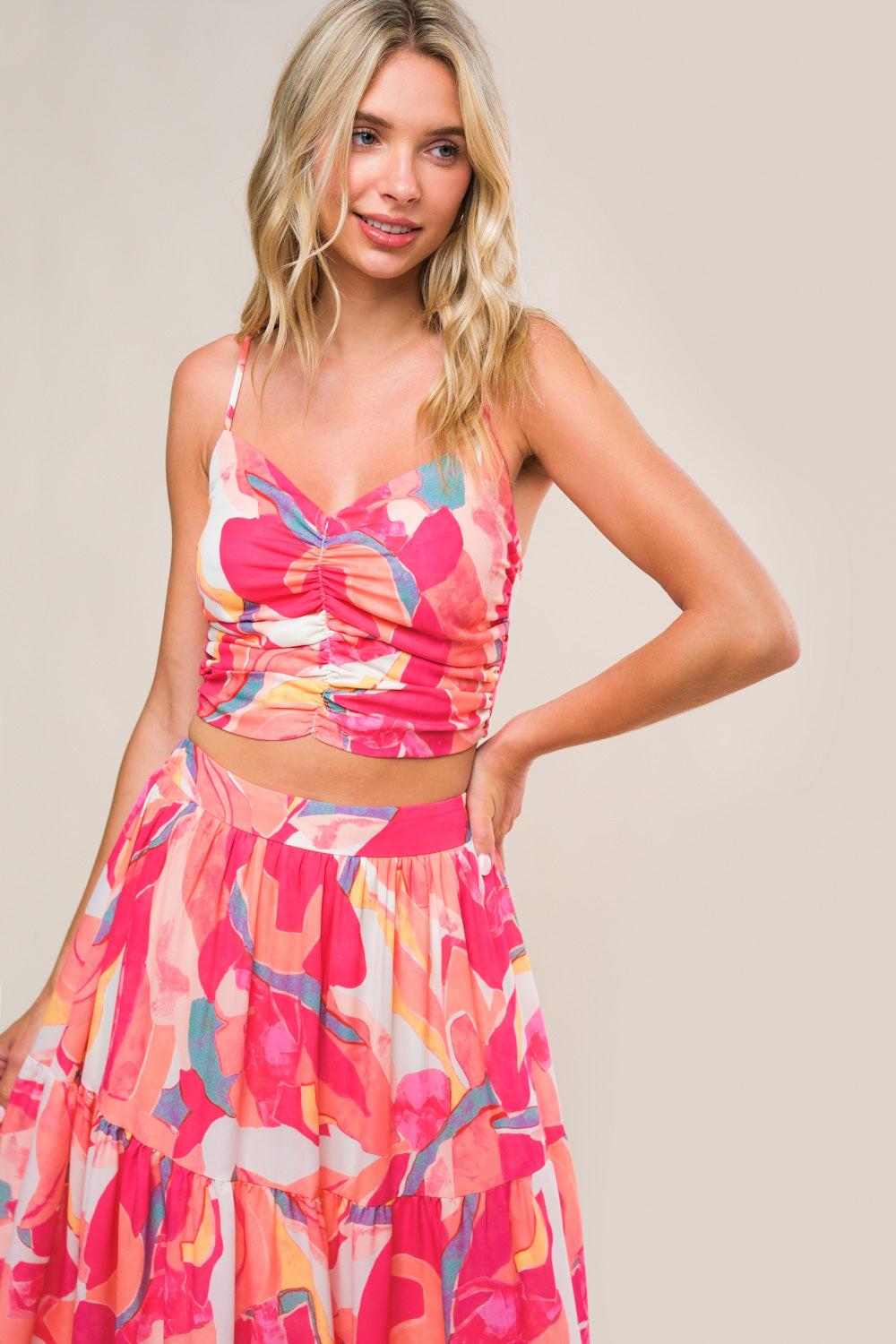 ROMANTICALLY SPEAKING WOVEN TOP AND SKIRT SET Flying Tomato