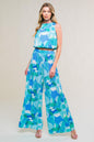MARITIME MUSE WOVEN PLISSE TOP AND PANT SET Flying Tomato