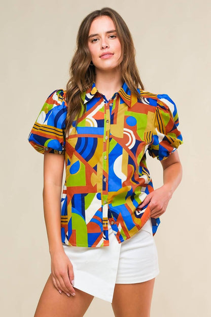 HEART ON DISPLAY WOVEN TOP Flying Tomato