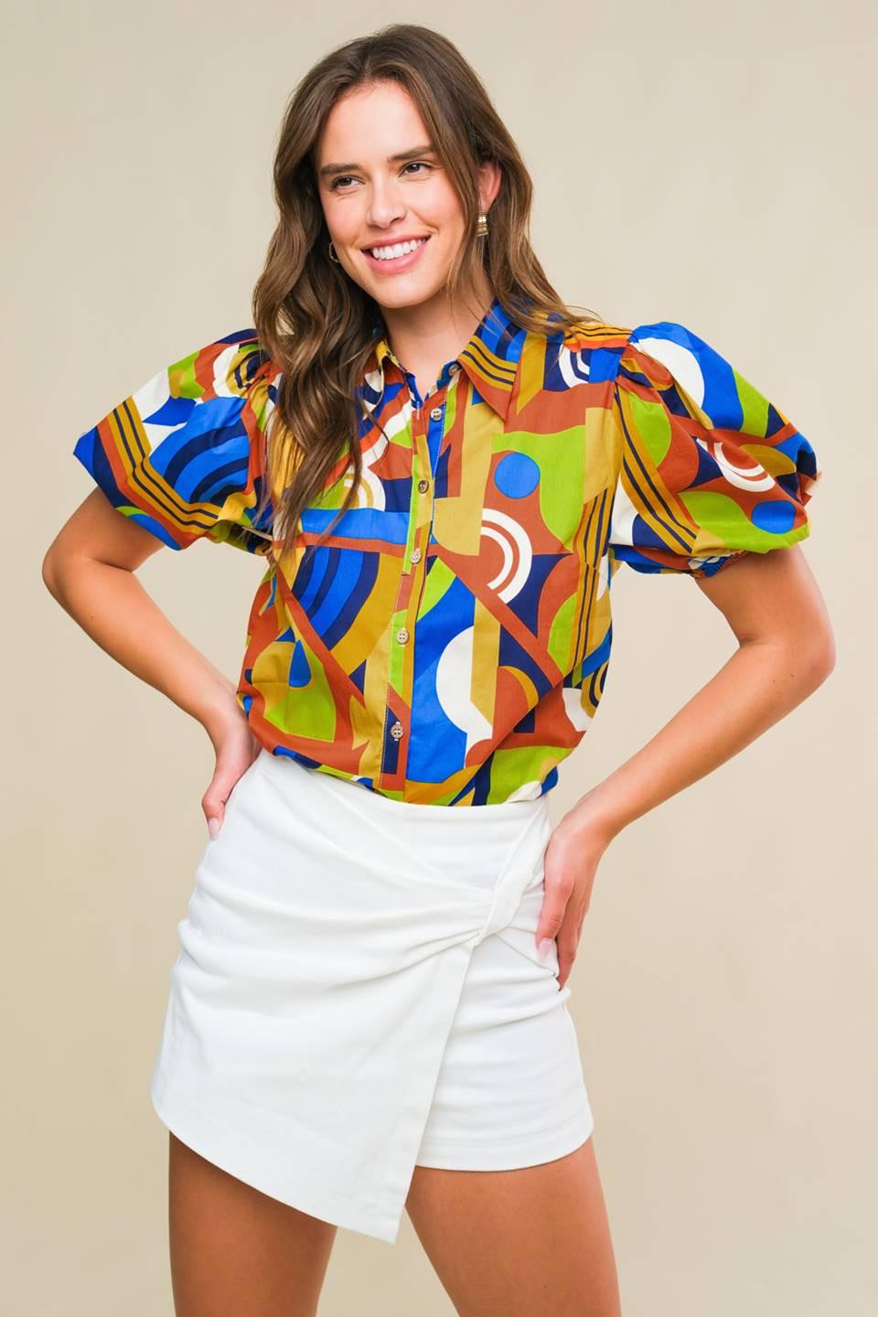 HEART ON DISPLAY WOVEN TOP Flying Tomato