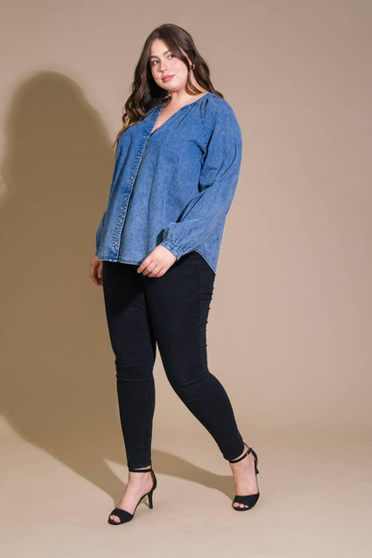 MUSING ABOUT YOU DENIM TOP Flying Tomato