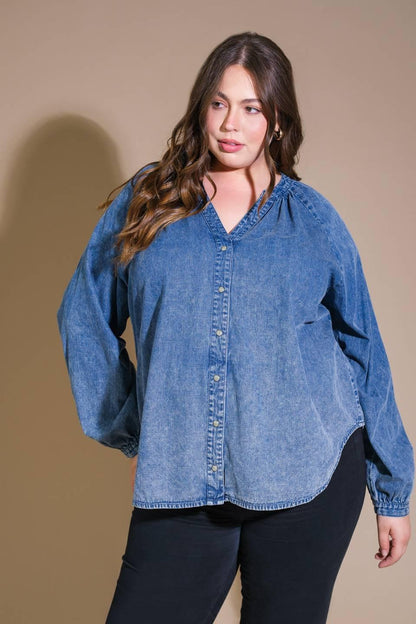 MUSING ABOUT YOU DENIM TOP Flying Tomato