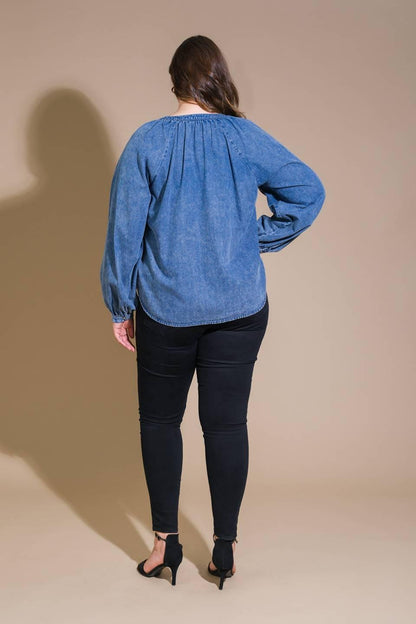 MUSING ABOUT YOU DENIM TOP Flying Tomato