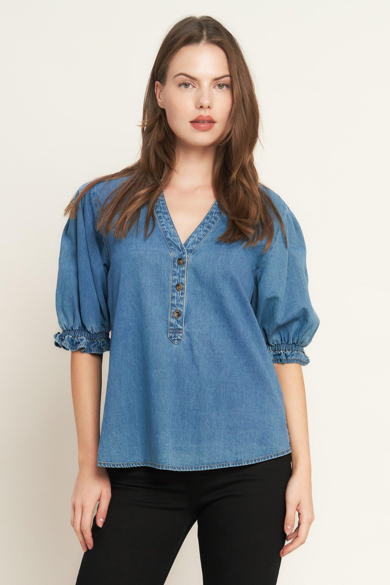CLOSER TO YOU DENIM TOP Flying Tomato