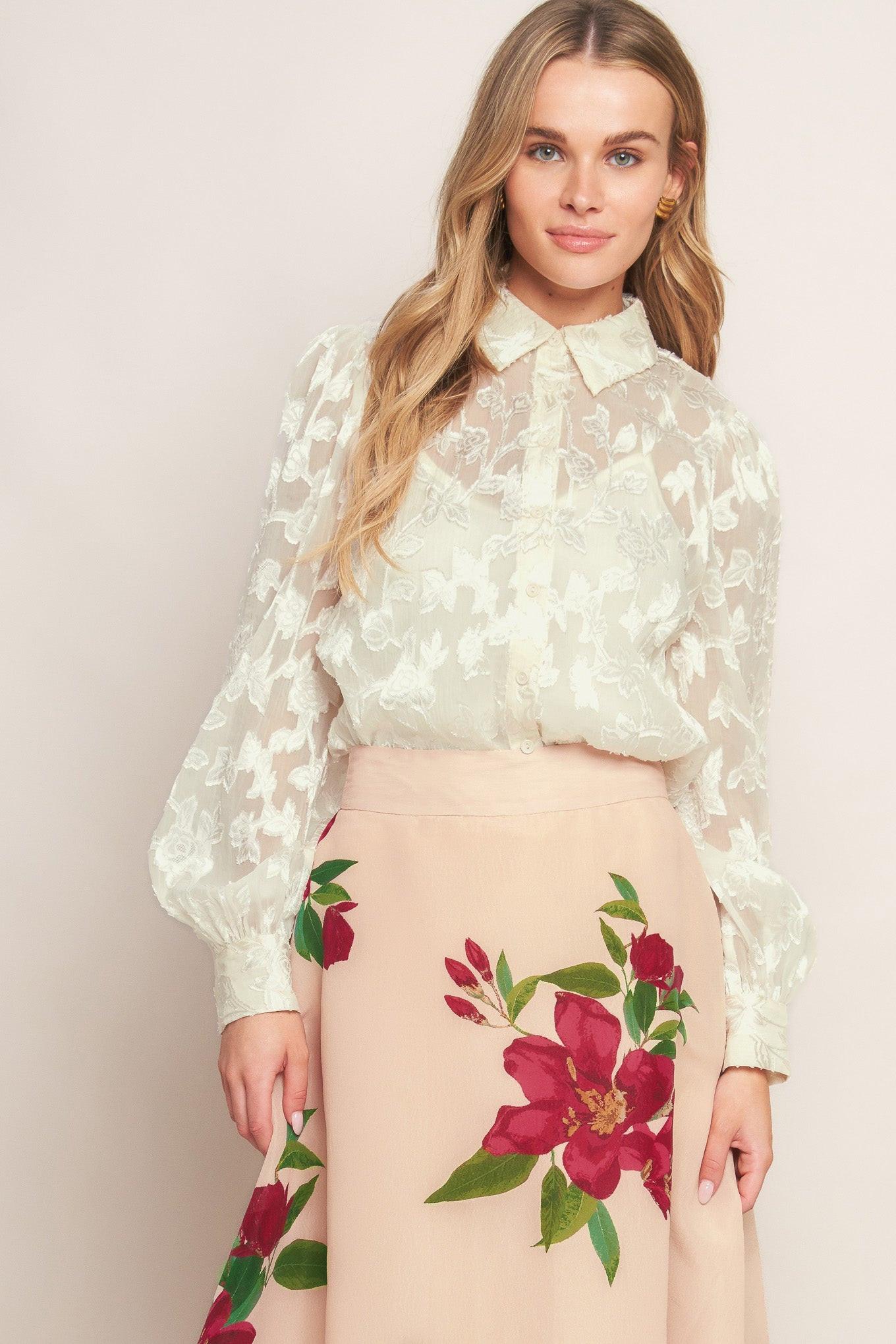INCREDIBLE LOVE JACQUARD WOVEN TOP Flying Tomato