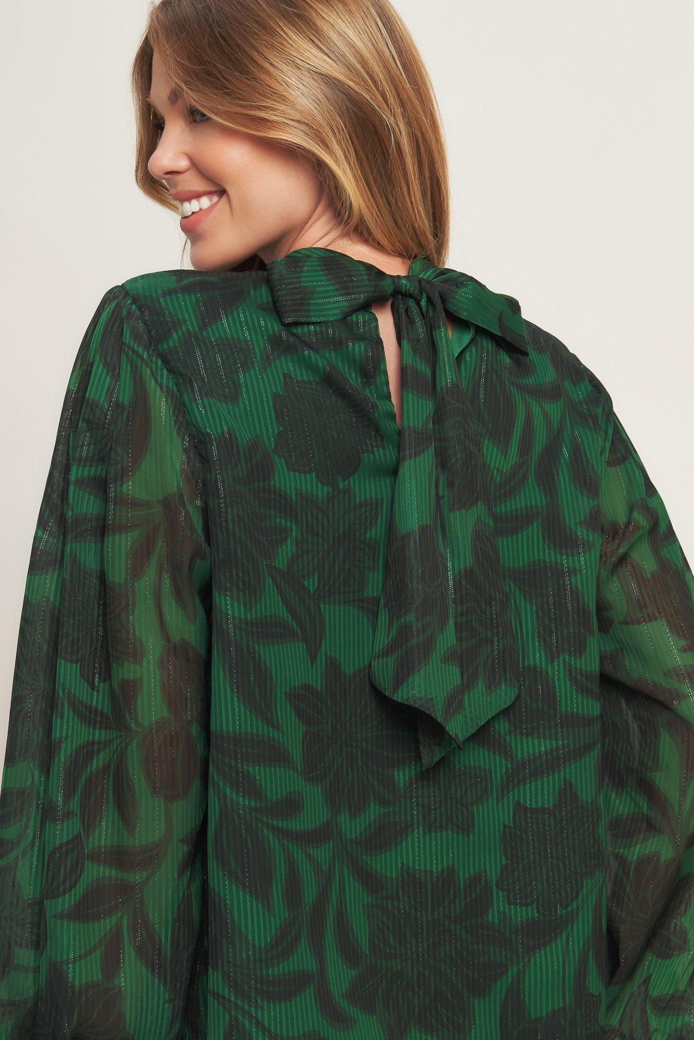 NOIR LEAF GREEN WOVEN TOP Flying Tomato