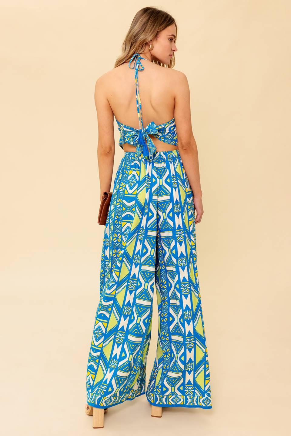 STUN LIKE ME NAVY WOVEN TOP AND PANT SET Flying Tomato