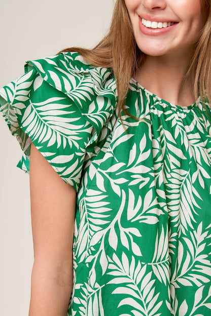 ROAMING AROUND GREEN WOVEN TOP Flying Tomato