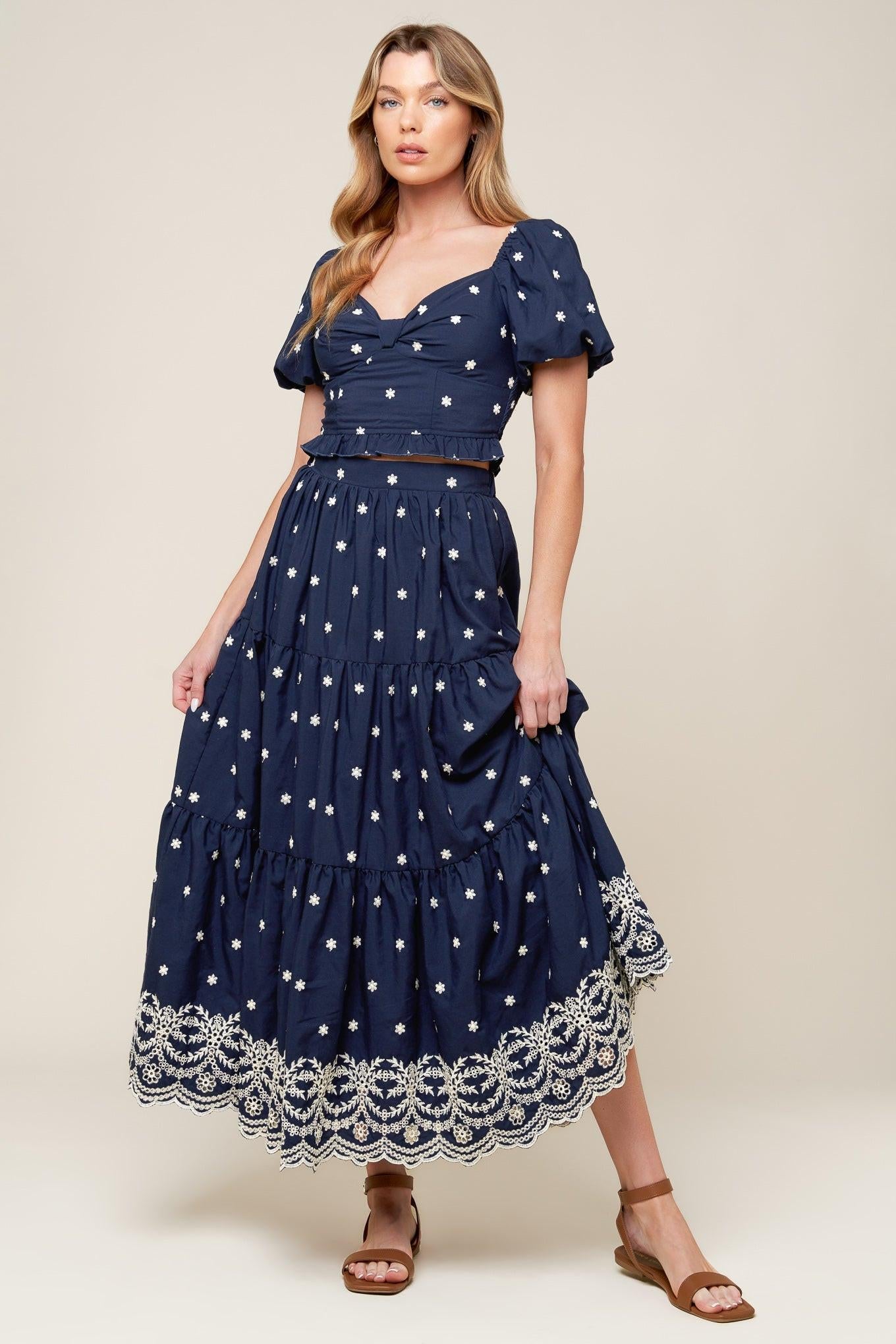 BEBE ALERT NAVY WOVEN TOP Flying Tomato