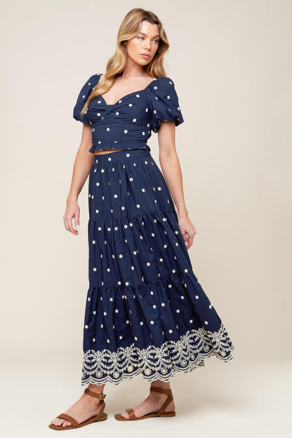 BEBE ALERT NAVY WOVEN TOP Flying Tomato