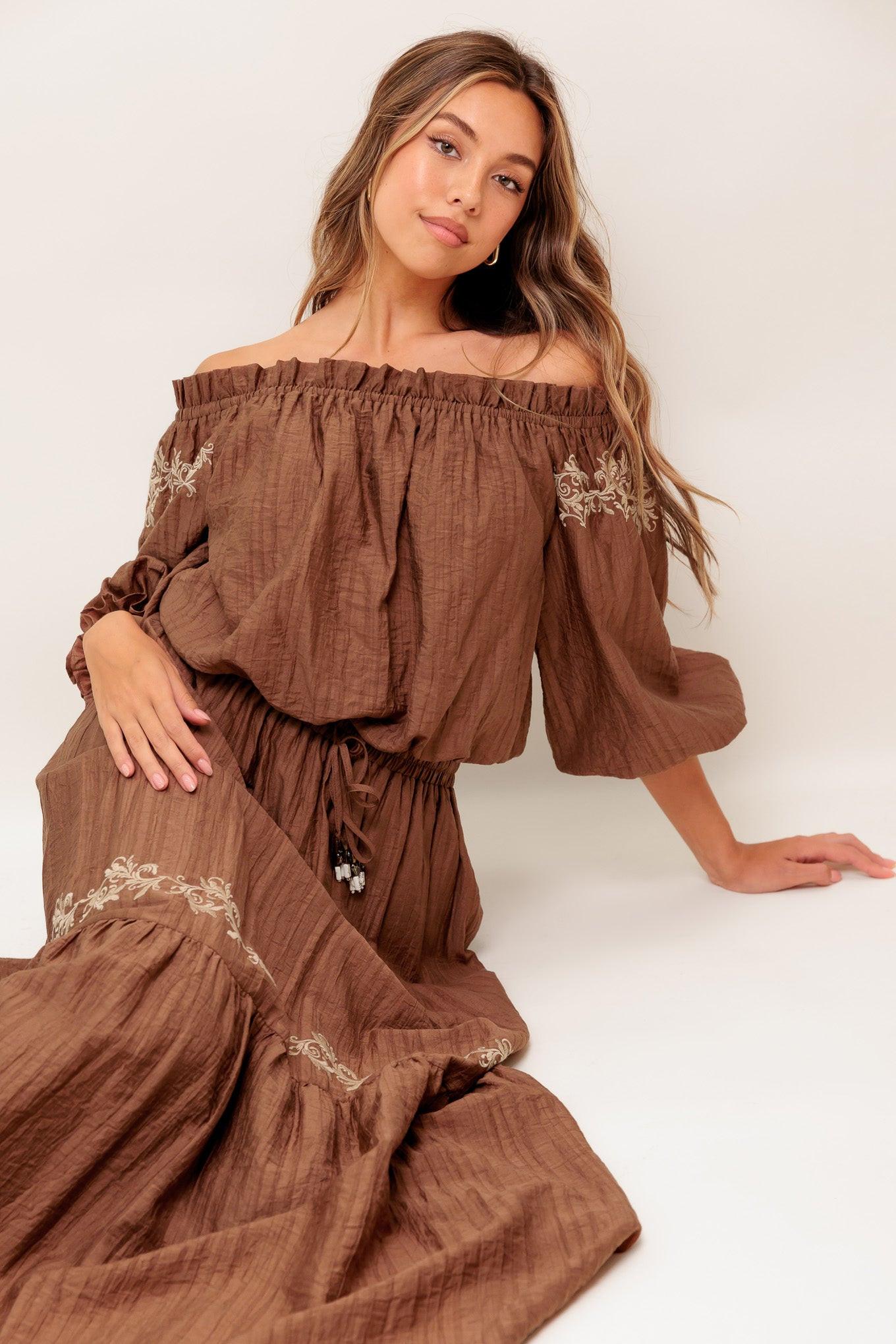 FULL SPEED AHEAD BROWN WOVEN TOP Flying Tomato