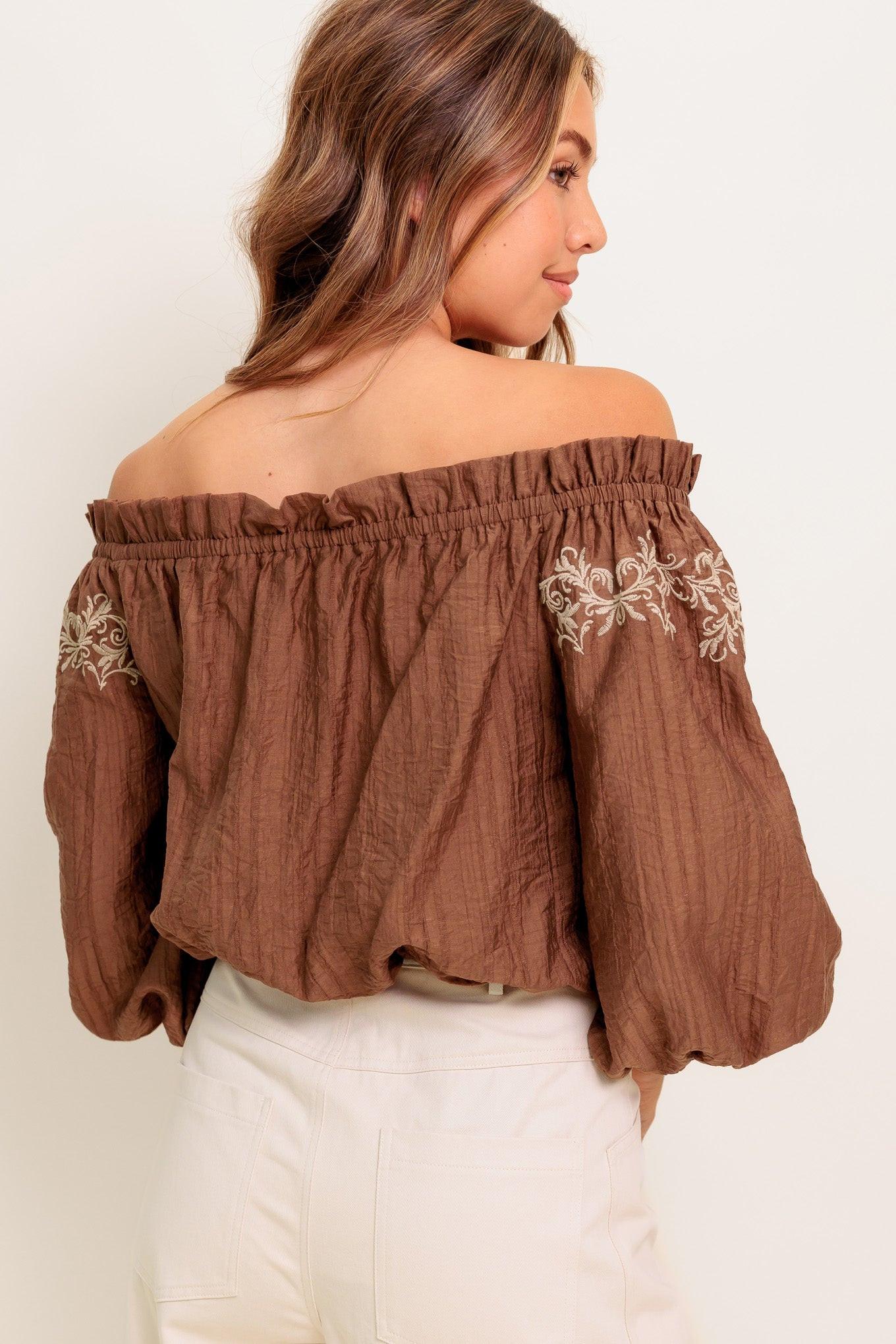 FULL SPEED AHEAD BROWN WOVEN TOP Flying Tomato