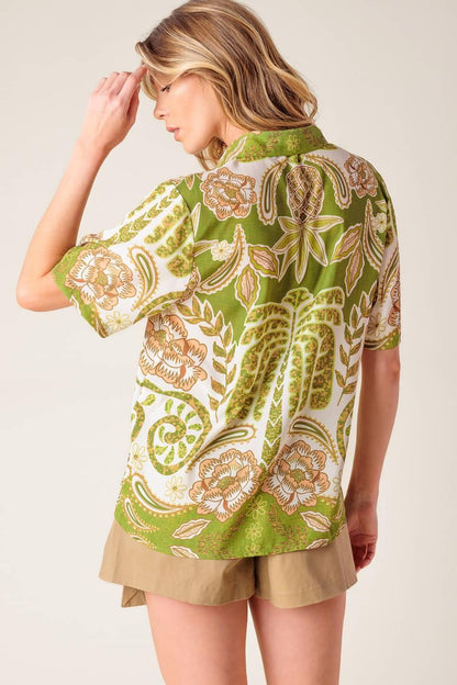 DISTANT ECHOES GREEN WOVEN SHIRT Flying Tomato