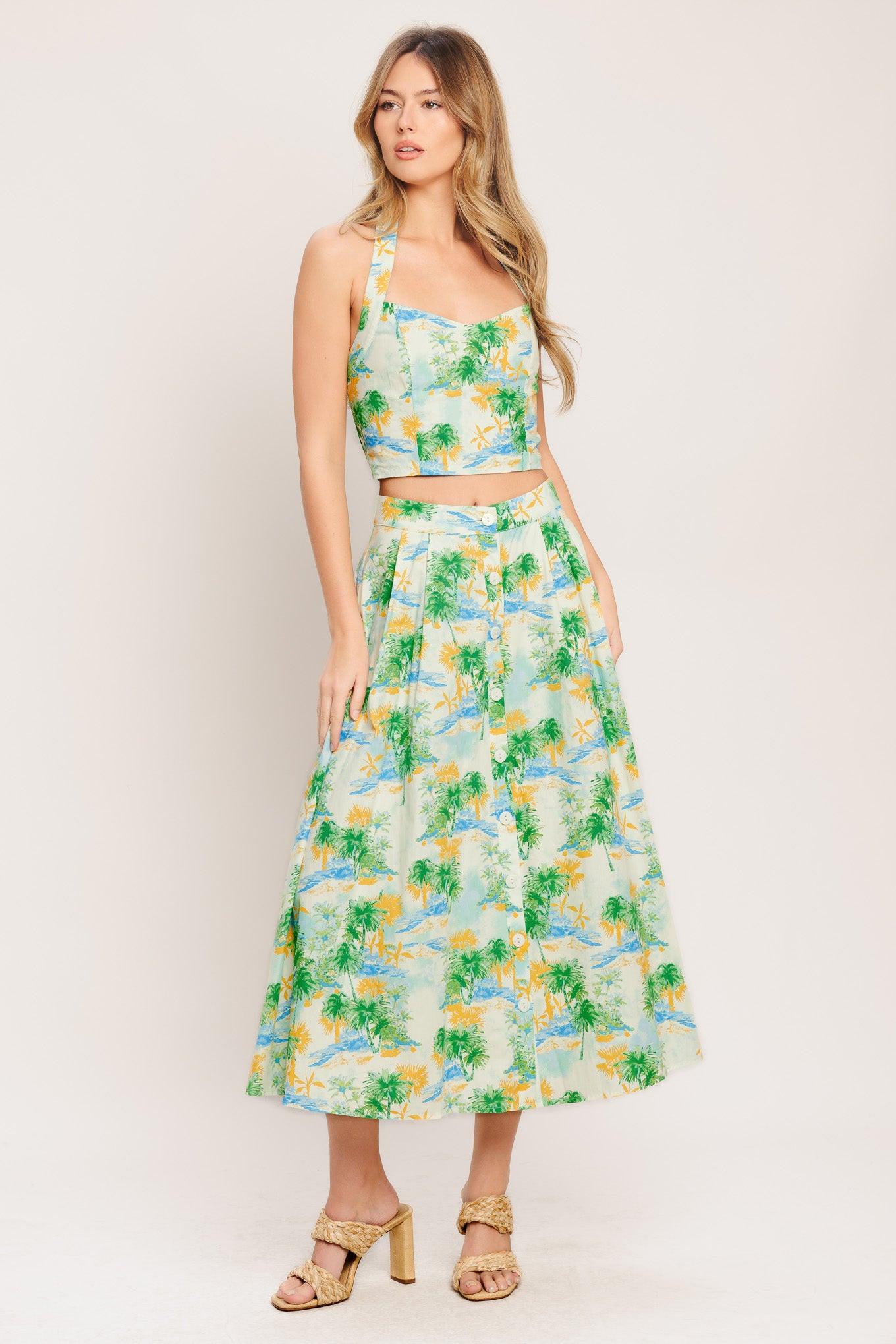 PICTURE PERFECT WOVEN TOP AND SKIRT SET Flying Tomato
