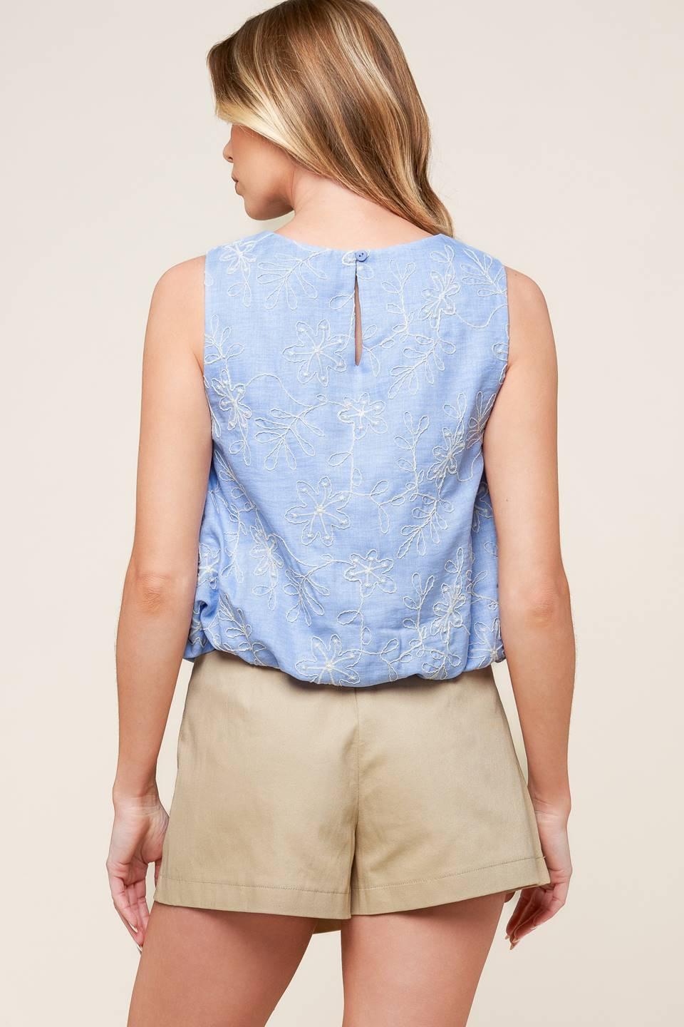 CHICEST STATE BLUE EMBROIDERED TOP Flying Tomato