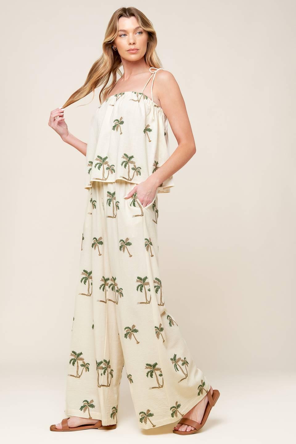 TERRIFIC TIMING IVORY WOVEN TOP AND PANT SET Flying Tomato