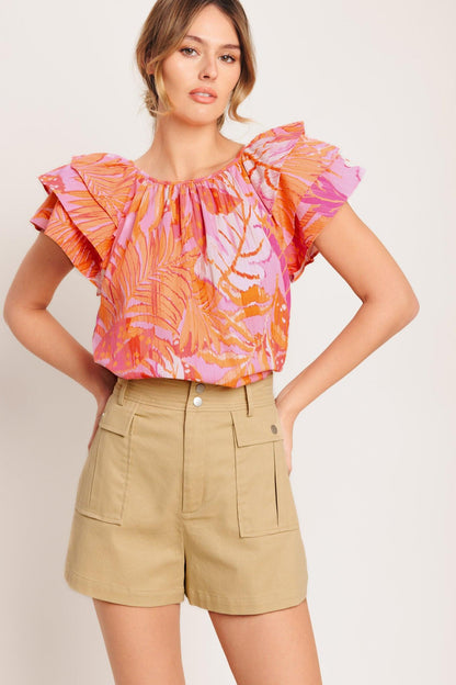 EVENING GLOW PINK WOVEN TOP Flying Tomato