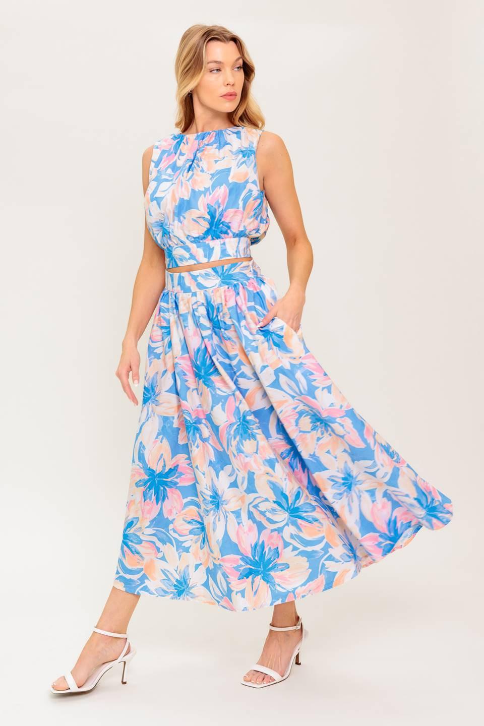 GOLDEN HOUR HARMONY WOVEN TOP AND SKIRT SET Flying Tomato