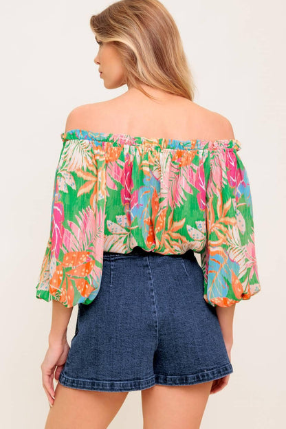 LOVING VOW GREEN WOVEN TOP Flying Tomato