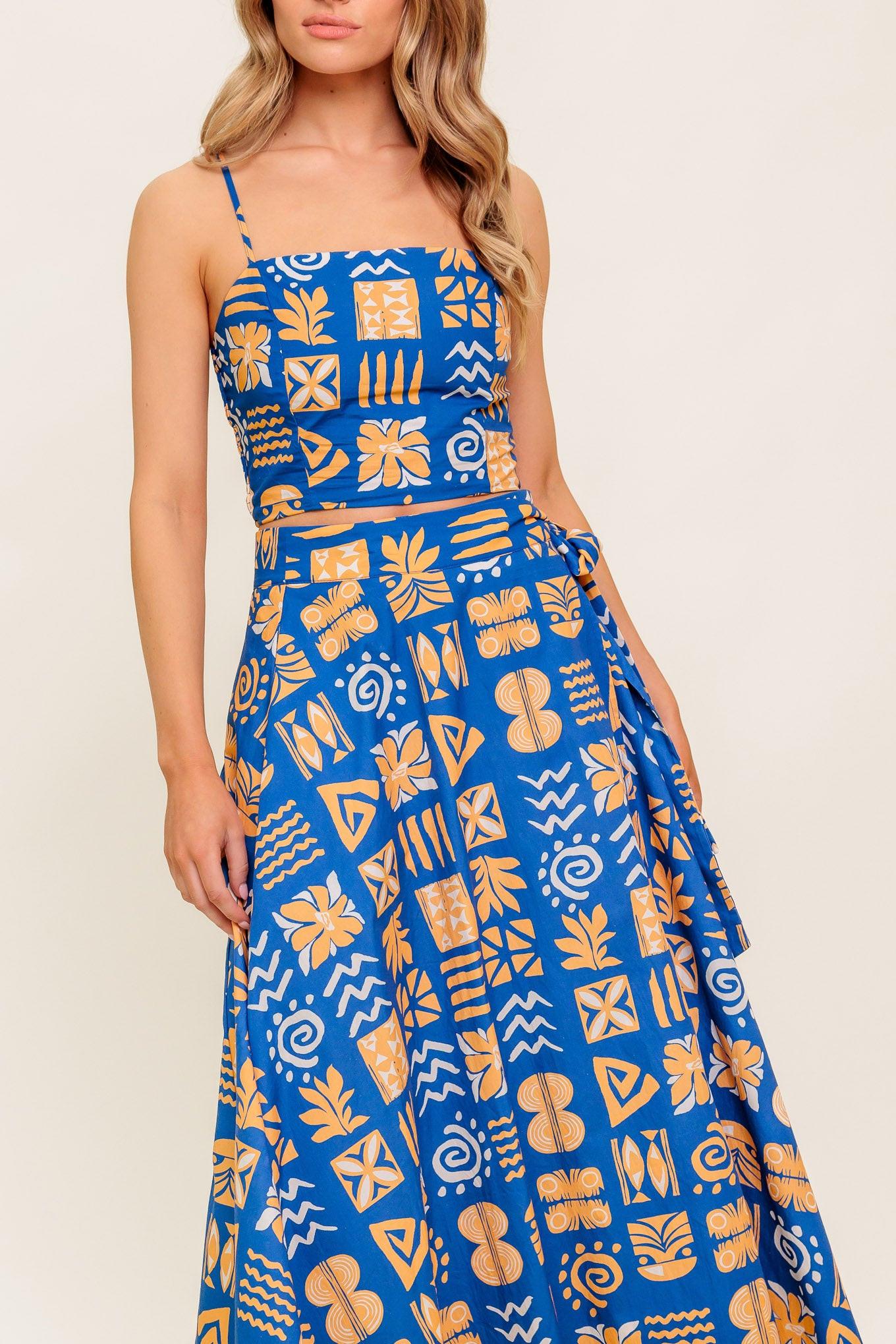 DEWDROP SILENCE WOVEN TOP AND SKIRT SET Flying Tomato