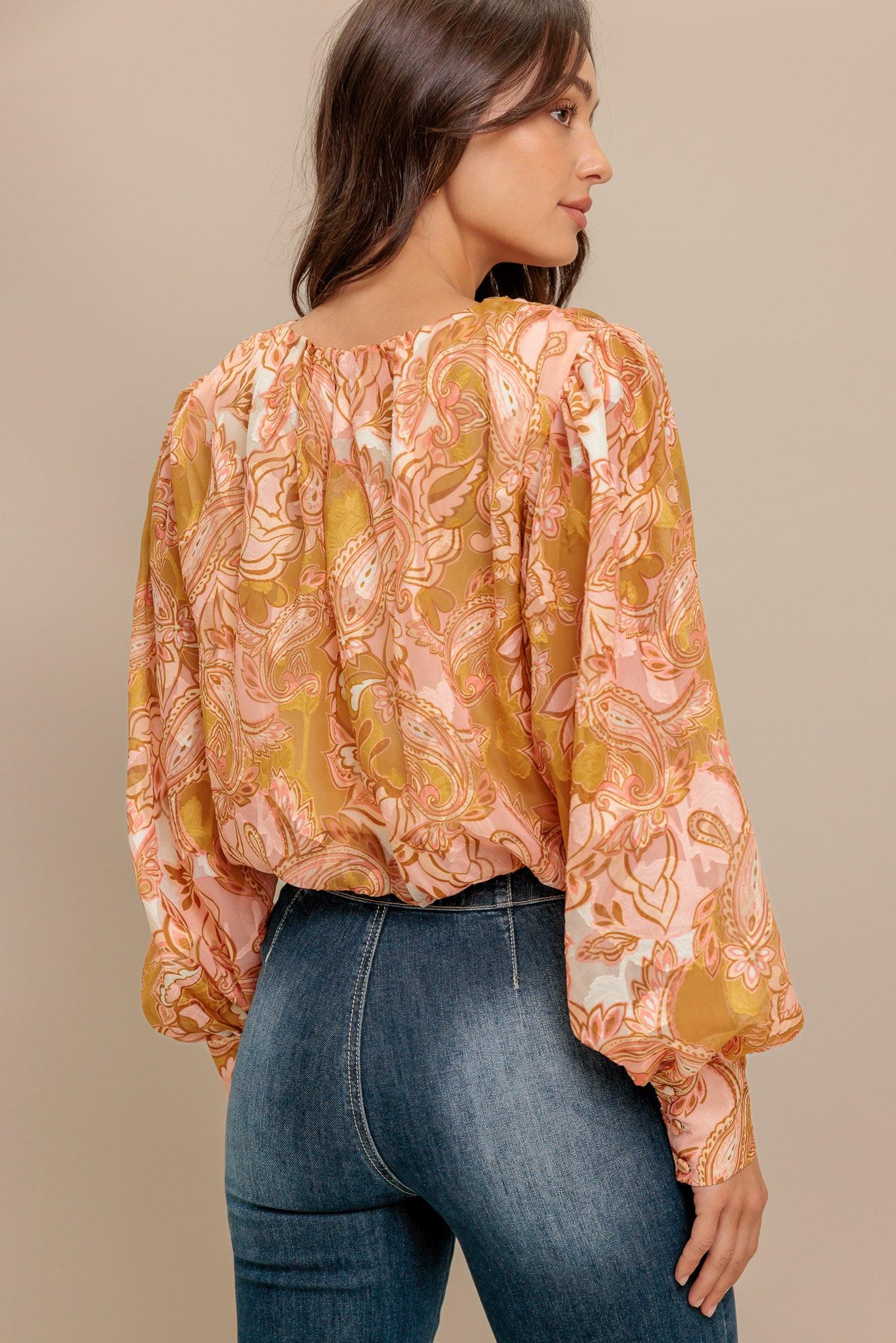 PAISLEY BREEZE  WOVEN JACQUARD TOP Flying Tomato