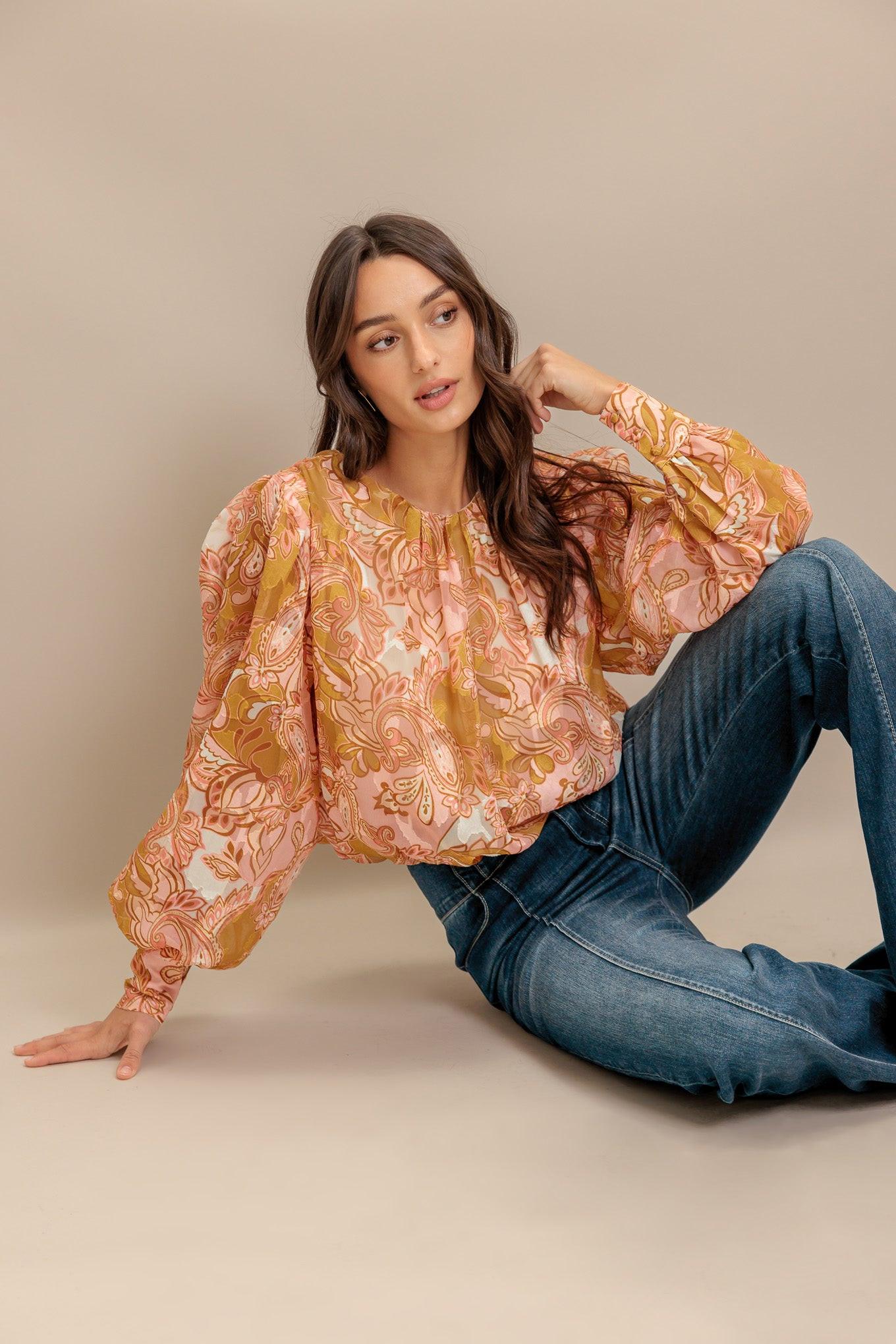 PAISLEY BREEZE  WOVEN JACQUARD TOP Flying Tomato