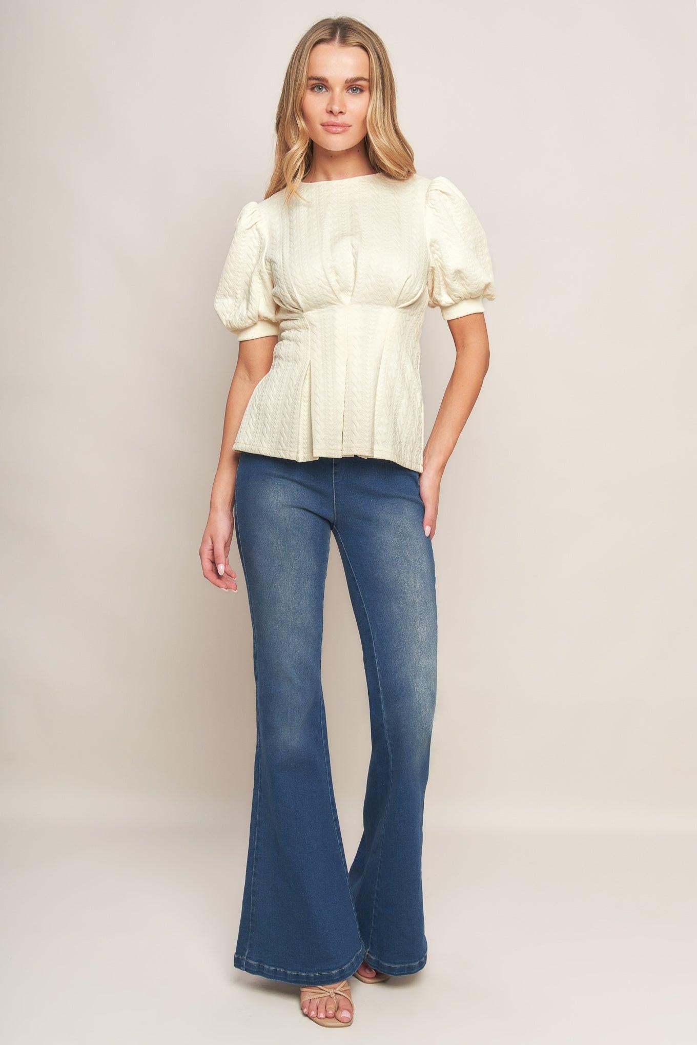 CREAM TWIST WOVEN TOP Flying Tomato