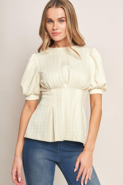 CREAM TWIST WOVEN TOP Flying Tomato