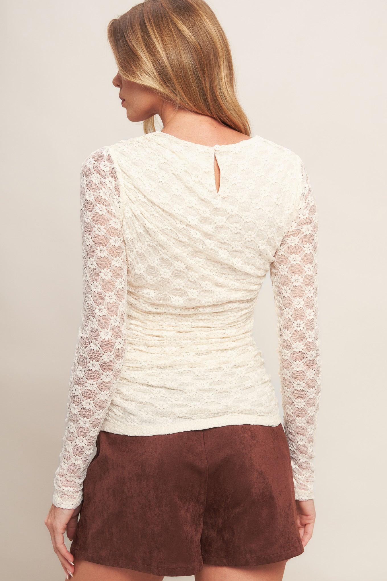 MODERN FUNCTION STRETCH KNIT LACE TOP Flying Tomato