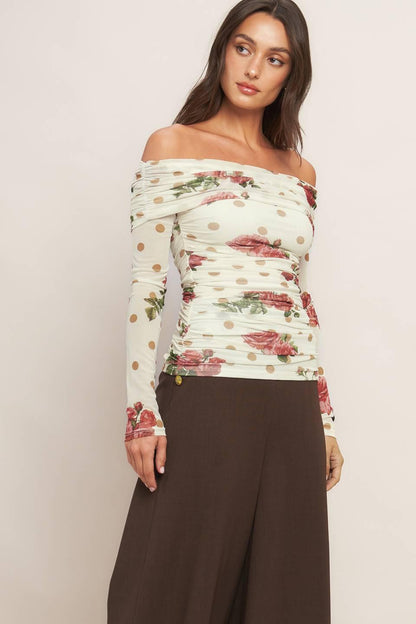 CREAM & BLOOM DELIGHT POWER MESH TOP Flying Tomato