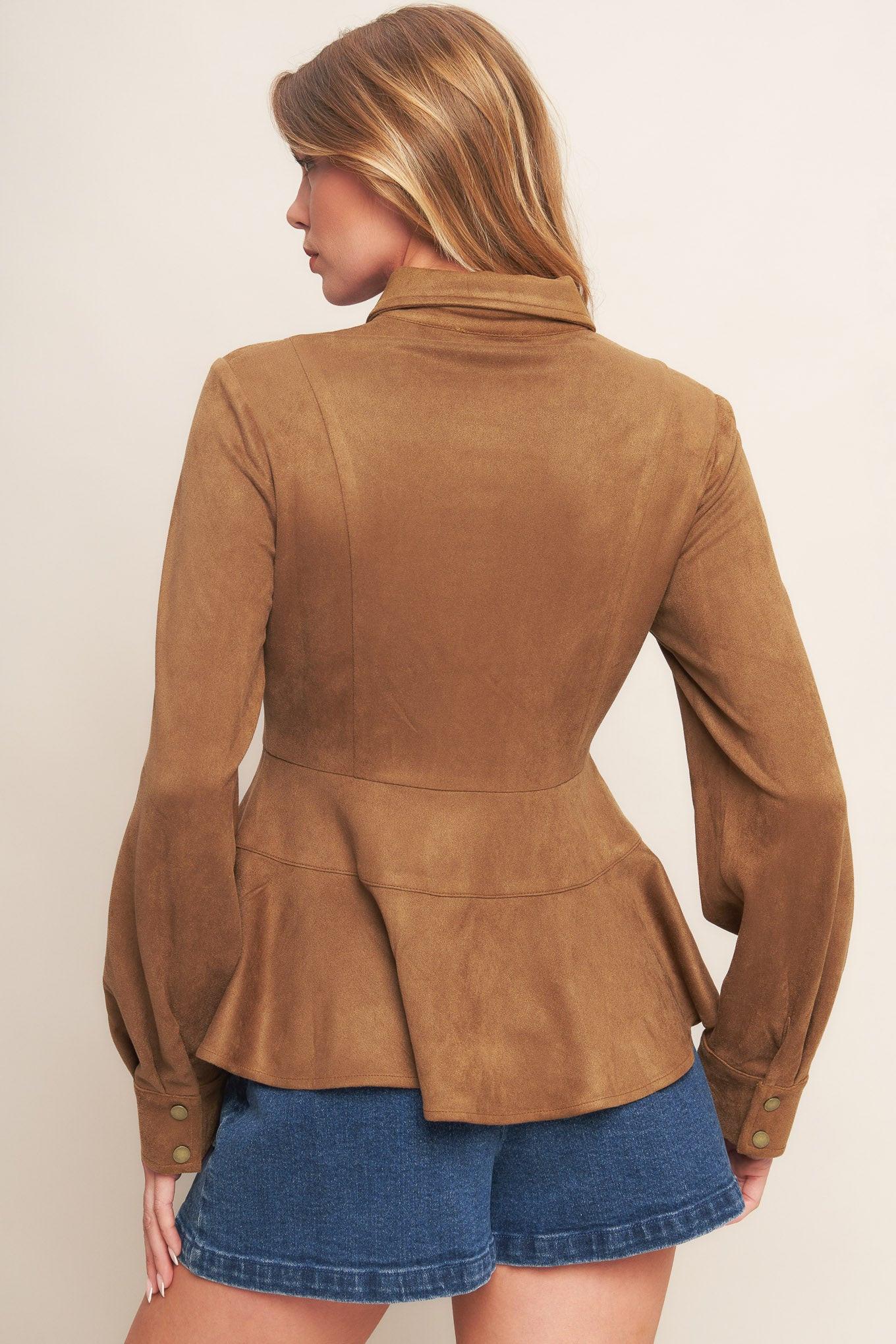 REFINED IMPRESSION FAUX SUEDE TOP Flying Tomato