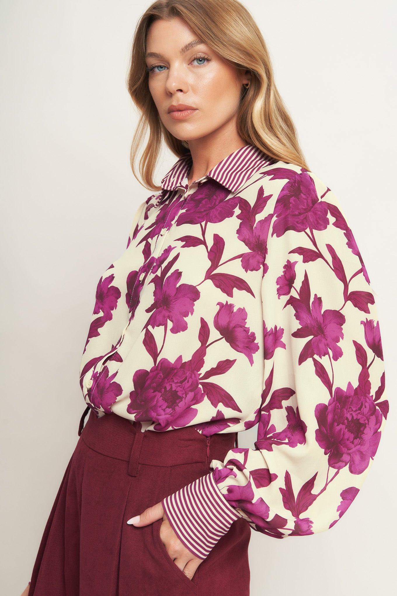 SWEET BOTANICAL CHARM WOVEN TOP Flying Tomato
