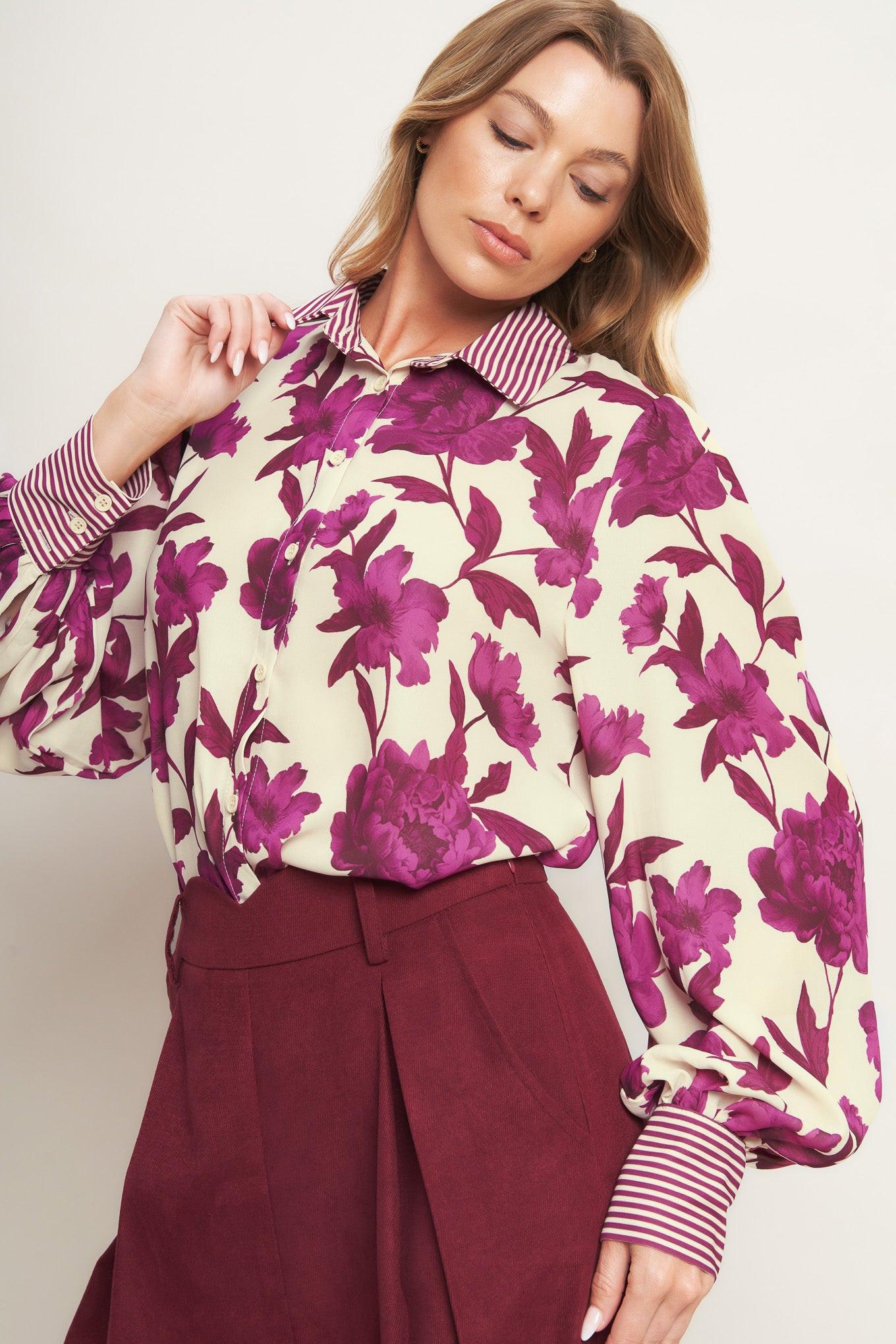 SWEET BOTANICAL CHARM WOVEN TOP Flying Tomato