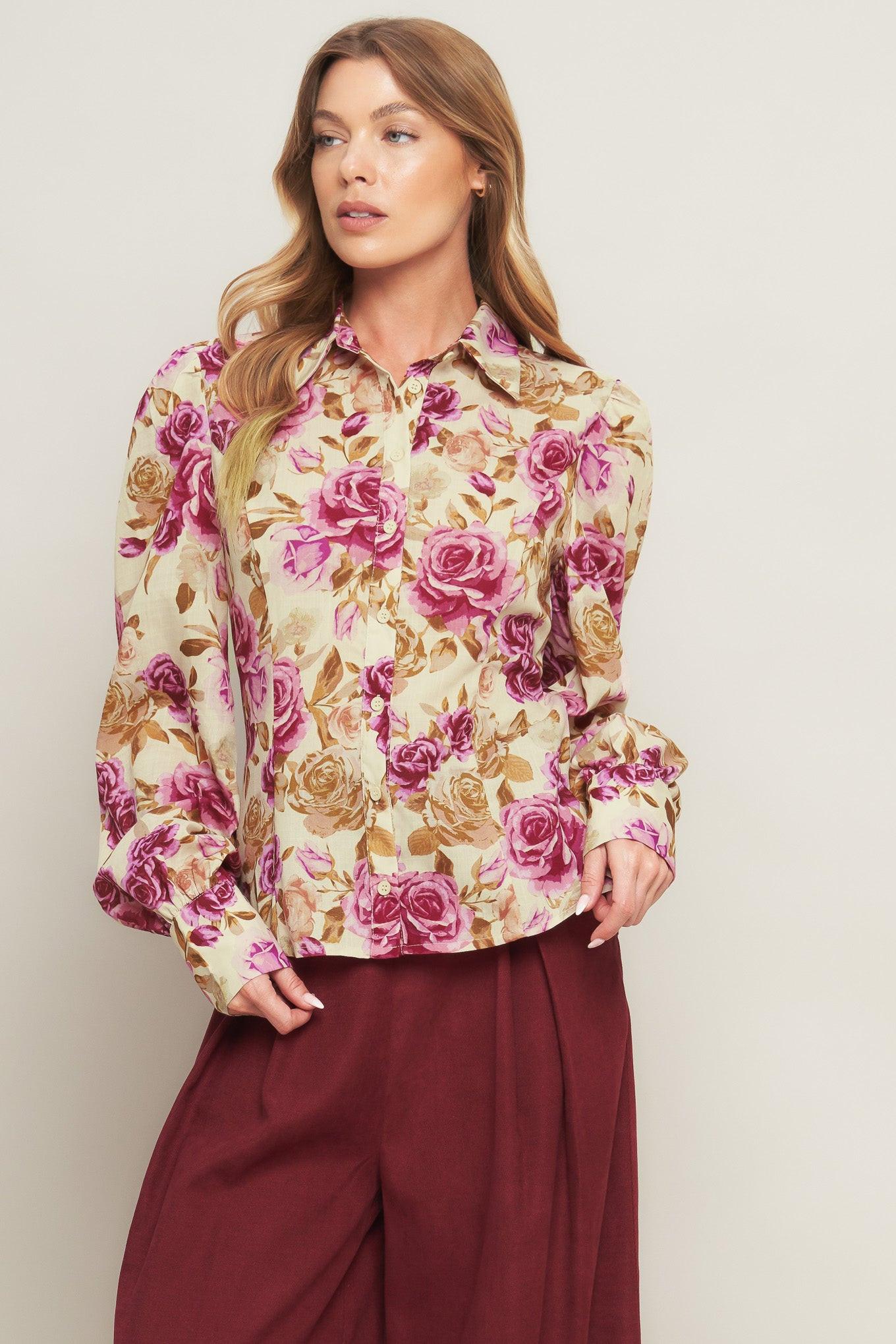 PARISIAN ROSE DREAM WOVEN TOP Flying Tomato