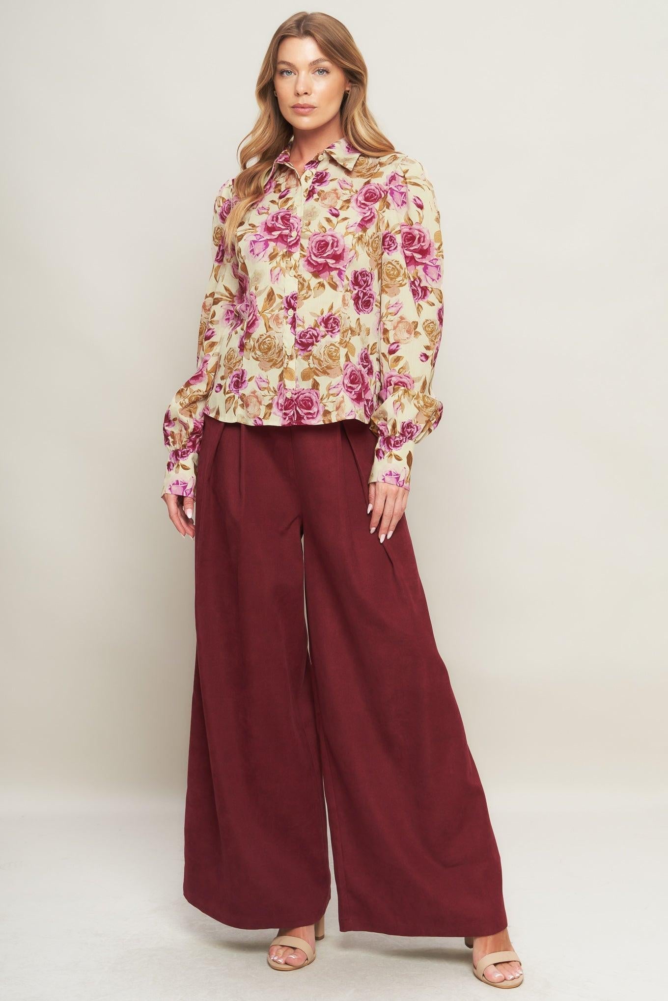 PARISIAN ROSE DREAM WOVEN TOP Flying Tomato
