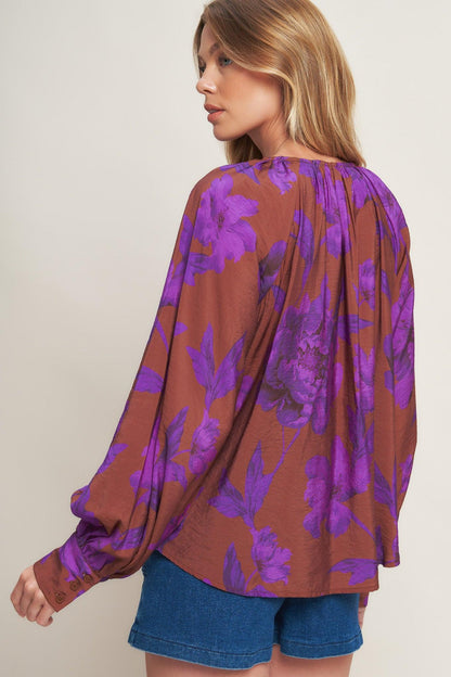 VIOLET DREAM WOVEN PEASANT TOP Flying Tomato