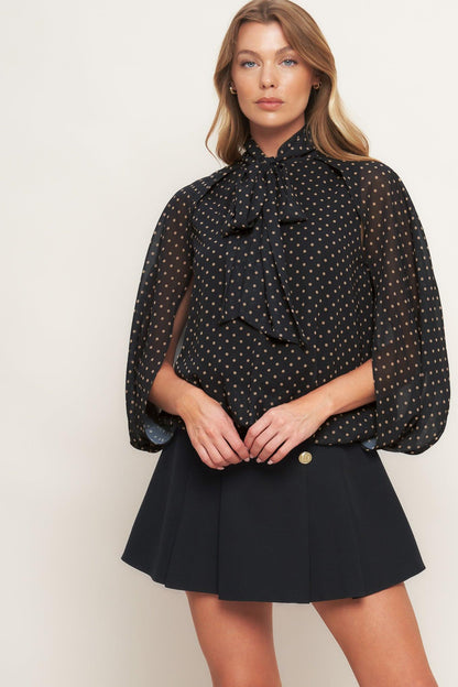 MIDNIGHT DOT CHIC WOVEN TOP Flying Tomato