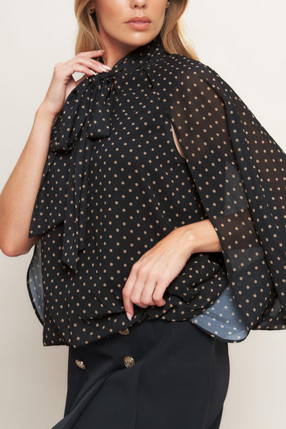 MIDNIGHT DOT CHIC WOVEN TOP Flying Tomato