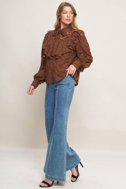 ROMANTIC SHADE WOVEN LACE TOP Flying Tomato