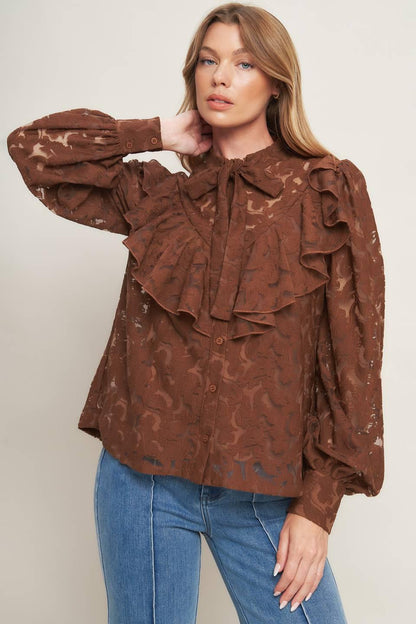 ROMANTIC SHADE WOVEN LACE TOP Flying Tomato