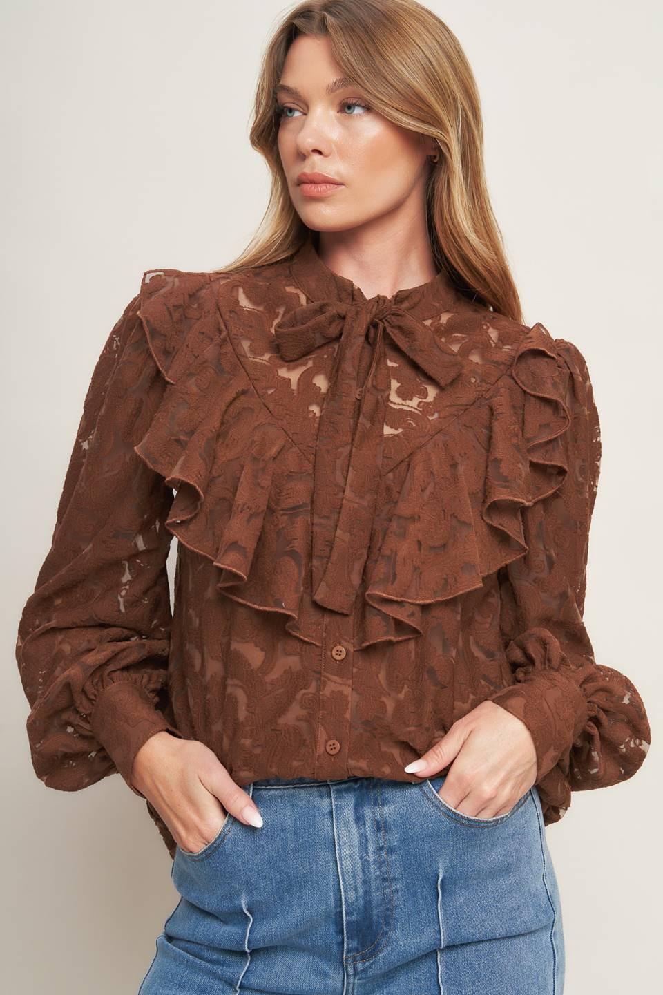 ROMANTIC SHADE WOVEN LACE TOP Flying Tomato