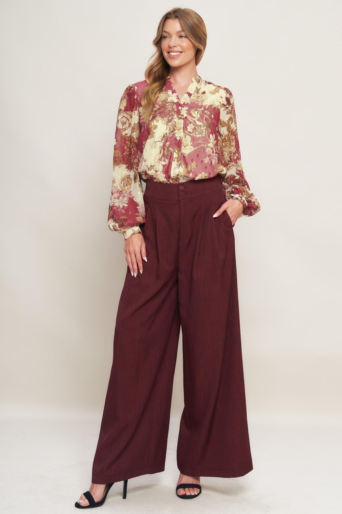CHATEAU FLORAL WOVEN TOP Flying Tomato