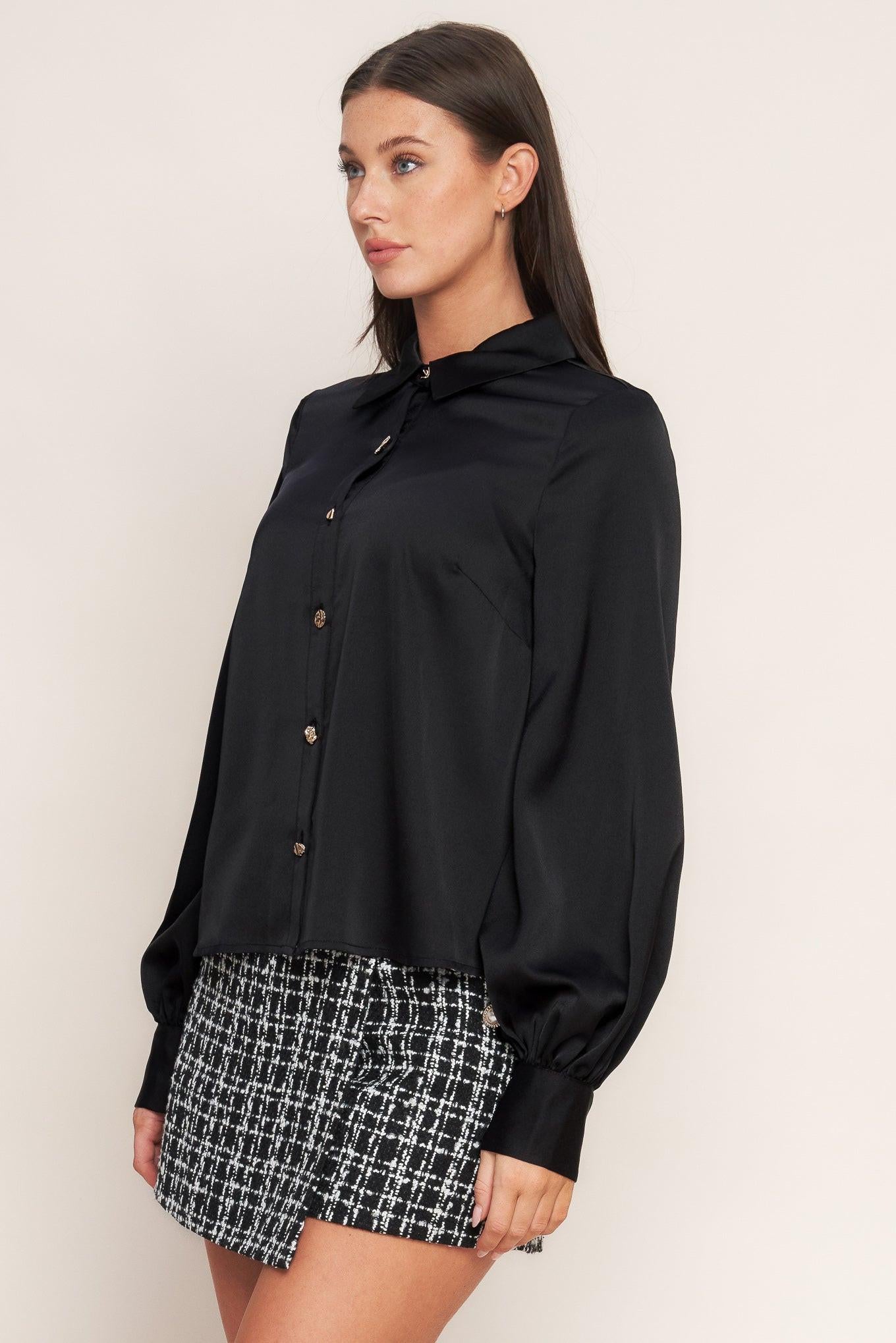 BLACK ORBIT WOVEN TOP Flying Tomato