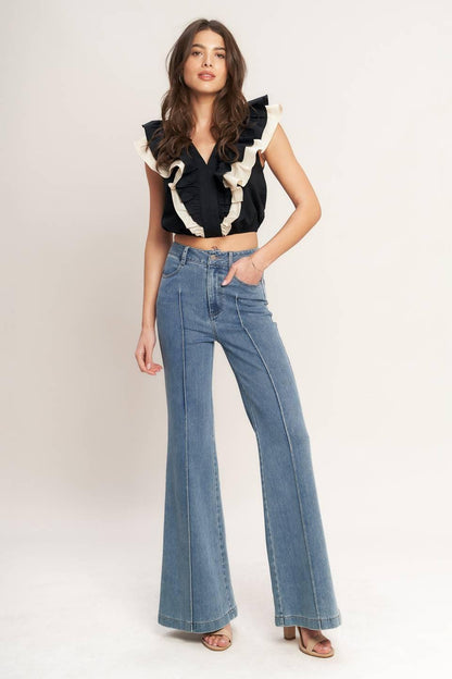 GALLERY CONTRAST WOVEN CROP TOP Flying Tomato